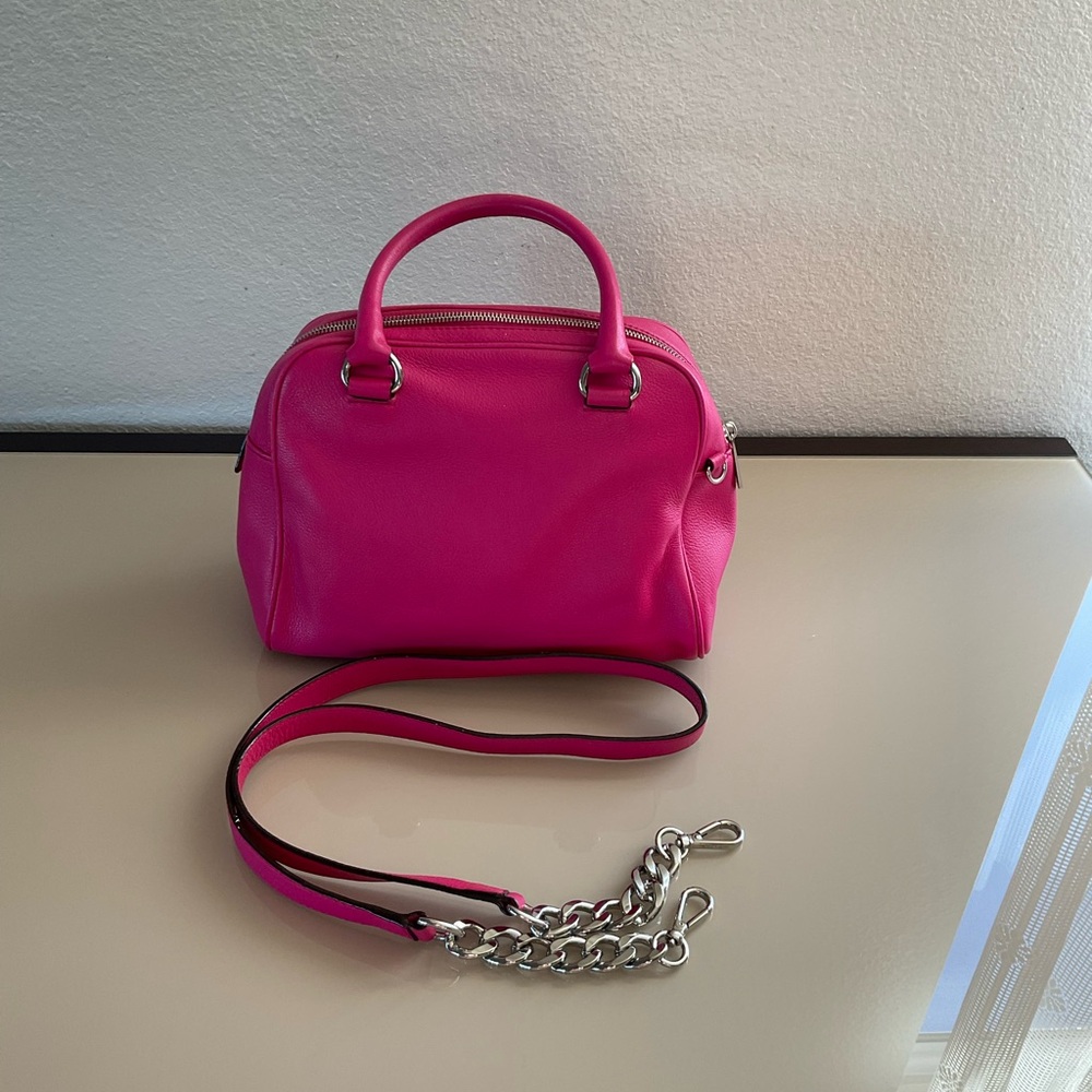 KORS Michael Kors Hot Pink Leather Satchel with Tassel - Picture 2 of 6